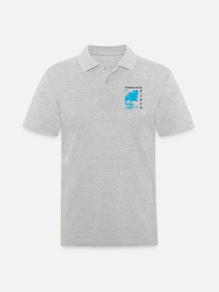 vamos a la playa - Männer Poloshirt - Grau meliert