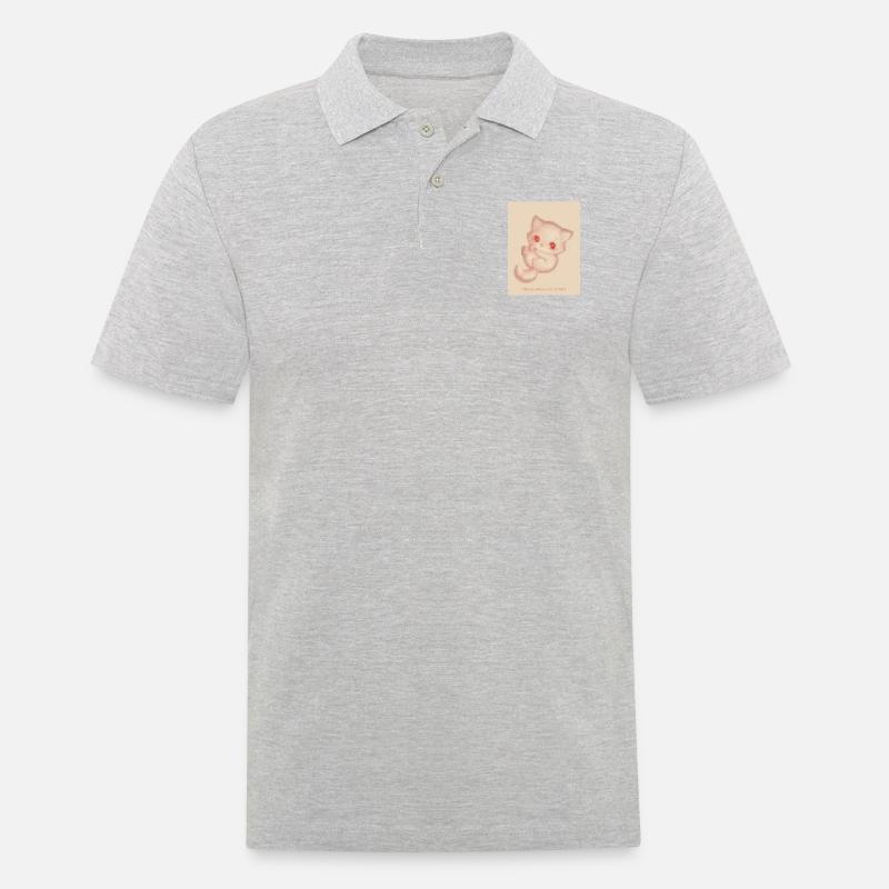 8bit Pixel chat mignon - Polo Homme - gris chiné