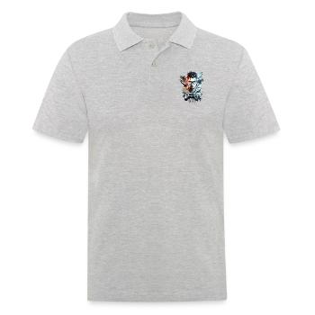 Cooler Gamer im farbenfrohen Design - Männer Poloshirt - Grau meliert - Vorne - Kai (181cm)