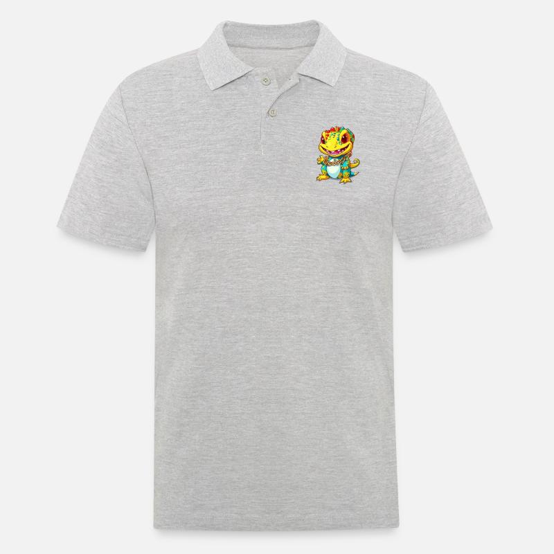 Gold Echse - Männer Poloshirt - Grau meliert