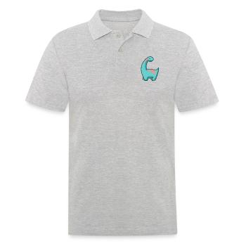 hugadino Kaugummi Dino, süßer Dinosaurier - Männer Poloshirt - Grau meliert - Vorne - Kai (181cm)