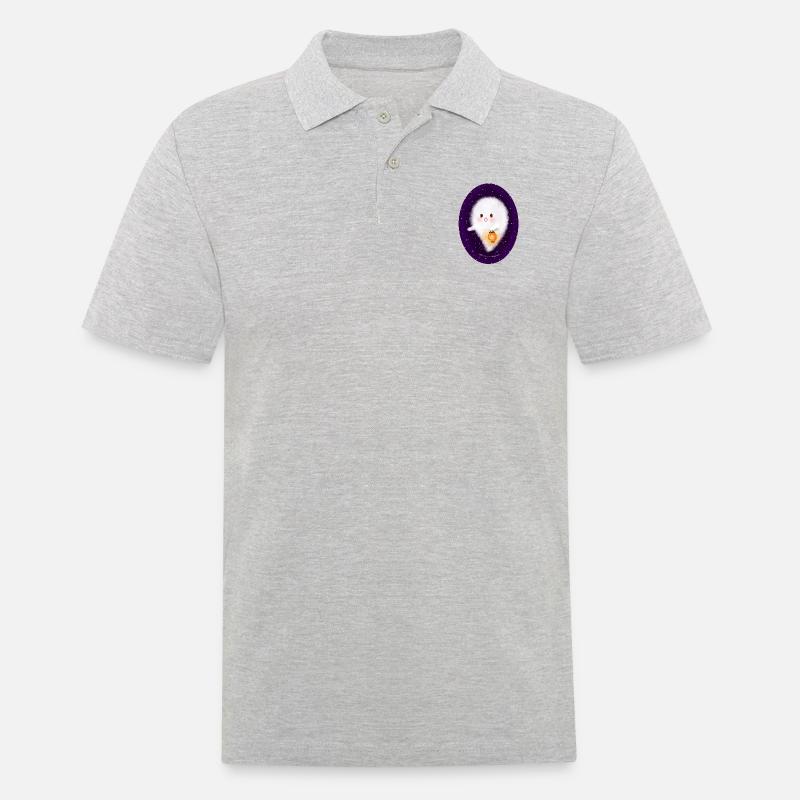 Geist mit Laterne - Männer Poloshirt - Grau meliert