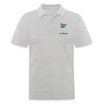 travel is my therapy - Men's Polo Shirt - heather grey - Front - Kai (181cm)