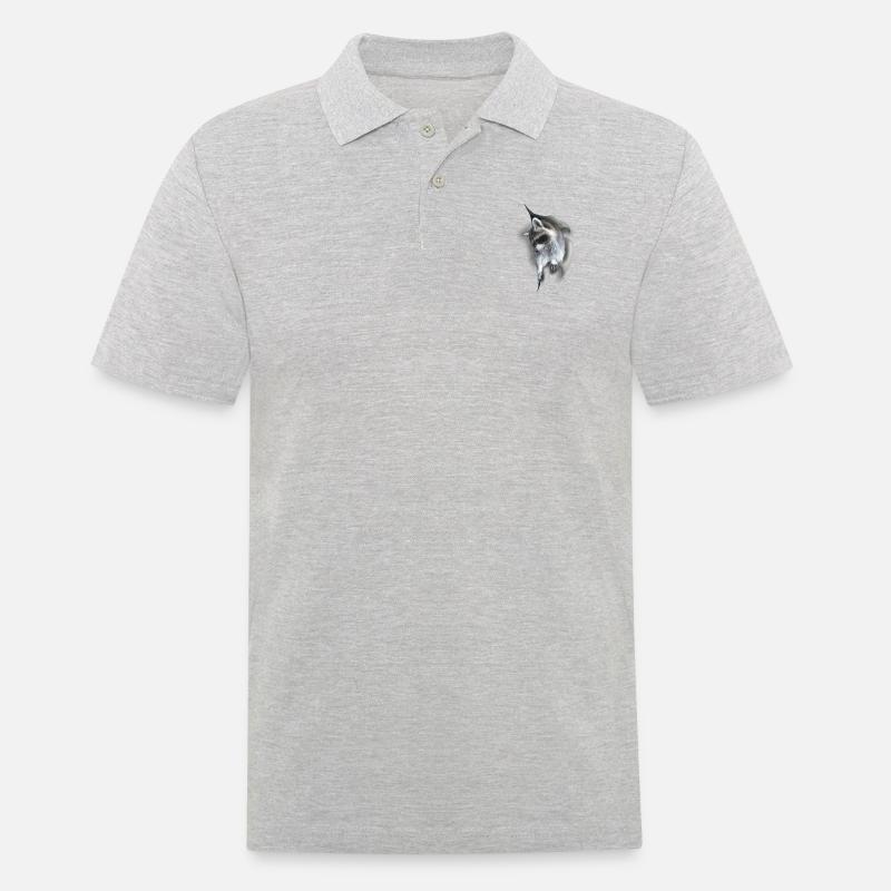 Ausbruchversuch eines Waschbären - Männer Poloshirt - Grau meliert