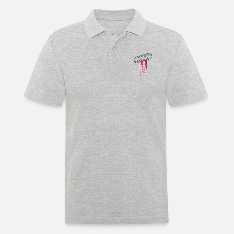Patch de gouttes de sang - Polo Homme - gris chiné