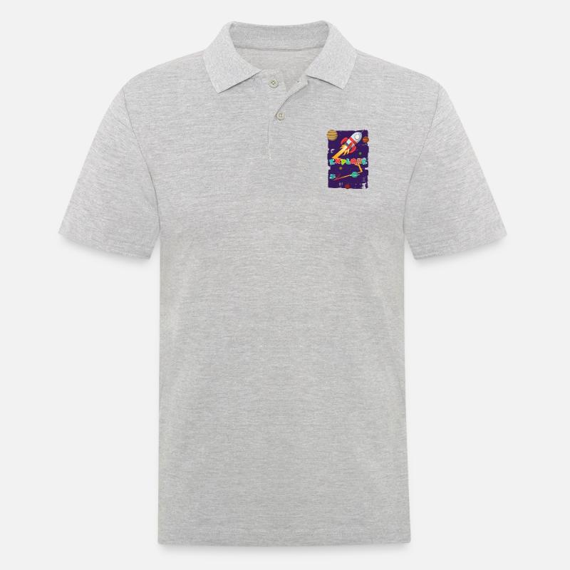 Let's go explore - Männer Poloshirt - Grau meliert