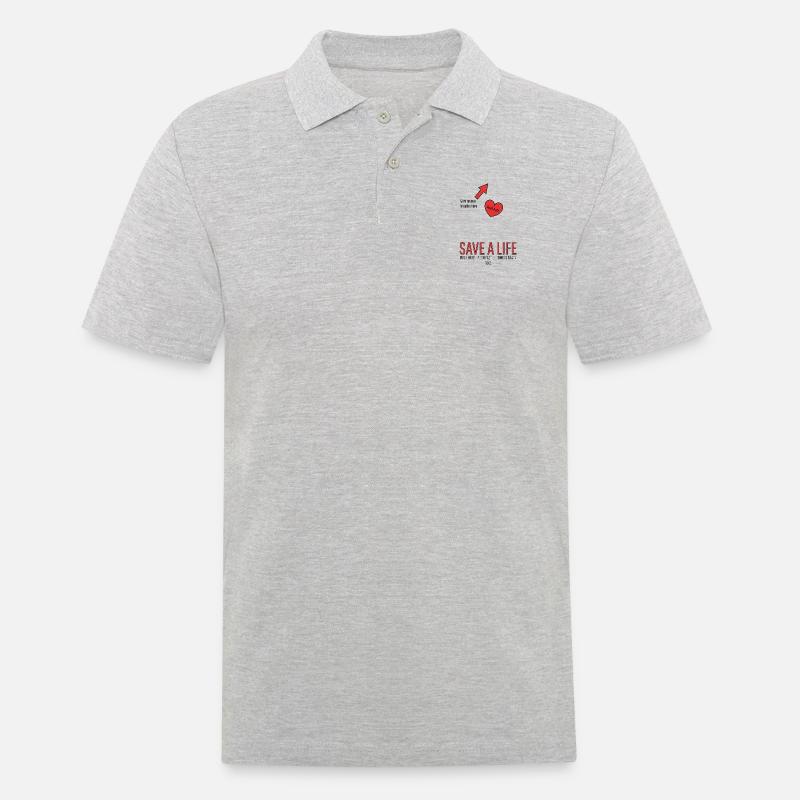 Save a life! CPR - Männer Poloshirt - Grau meliert