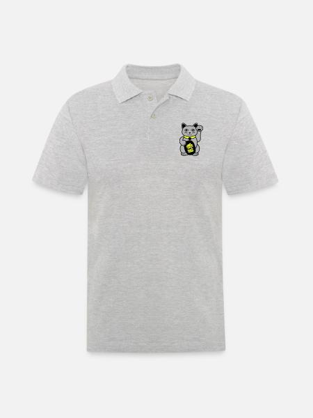 Maneki Waving Chat - Polo Homme - gris chiné