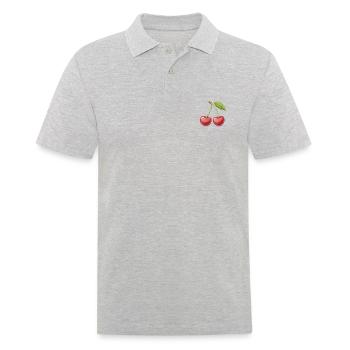 Cherries Cherry Fruit Fruit Fruits Drawing - Men's Polo Shirt - heather grey - Front - Kai (181cm)