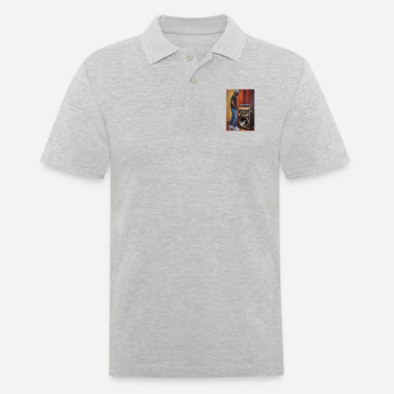 Old School Ghettoblaster - Männer Poloshirt - Grau meliert