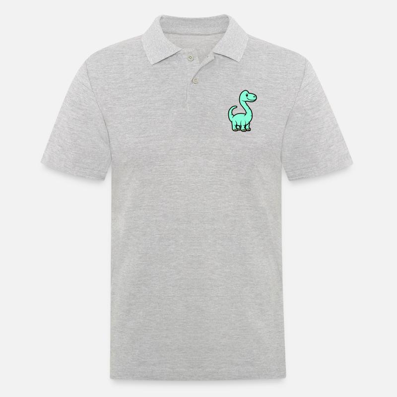 dinosaurier brontosaurus comic - Männer Poloshirt - Grau meliert