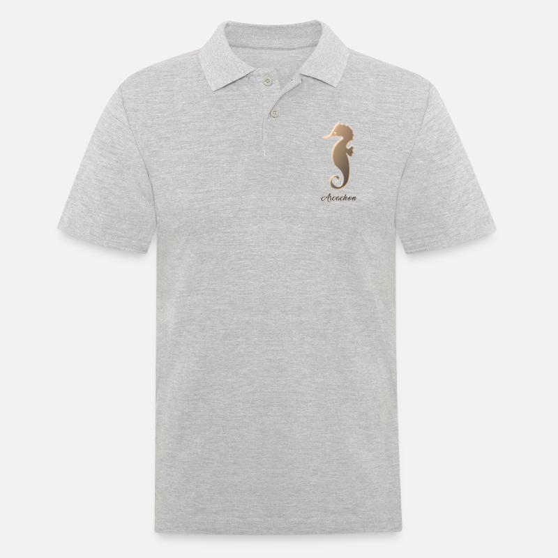 Seepferdchen - Männer Poloshirt - Grau meliert
