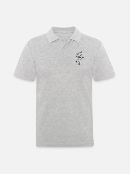 happy_stick_figure_1c - Men's Polo Shirt - heather grey
