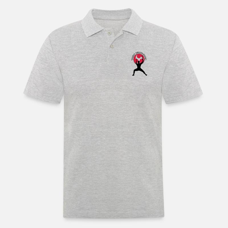 Taiko_Drummer_3 - Männer Poloshirt - Grau meliert