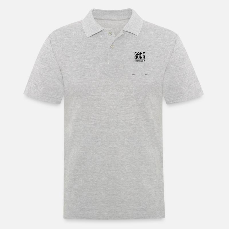 GAME OVER Continue S - Männer Poloshirt - Grau meliert