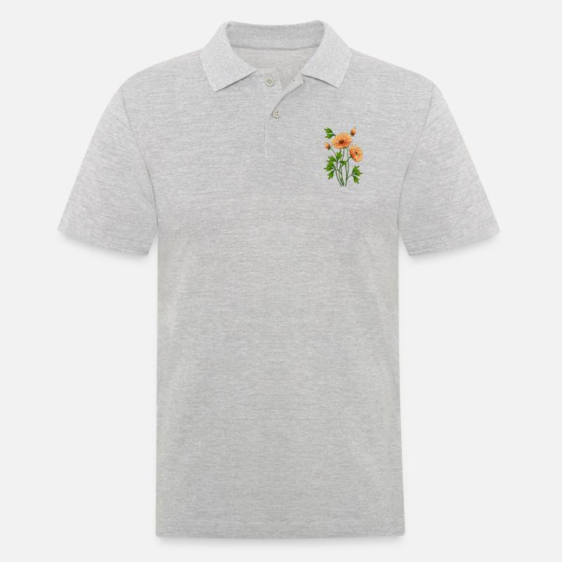 Fleur - Polo Homme - gris chiné