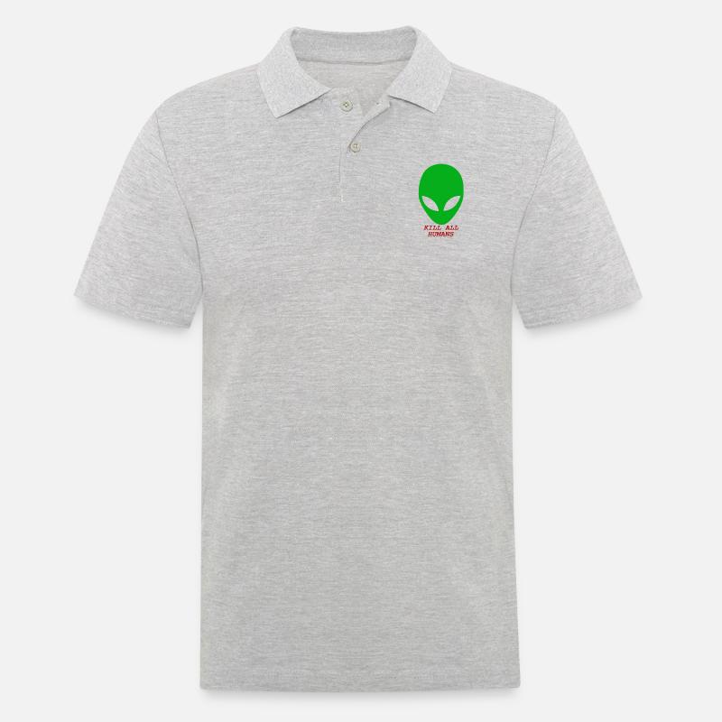 KILL ALL HUMANS - Männer Poloshirt - Grau meliert