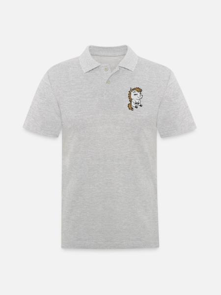 Small seated comic pony - Men's Polo Shirt - heather grey