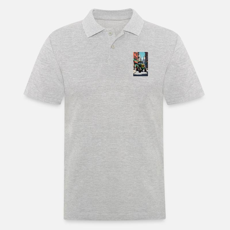 Traktor auf Bauernprotest - Männer Poloshirt - Grau meliert