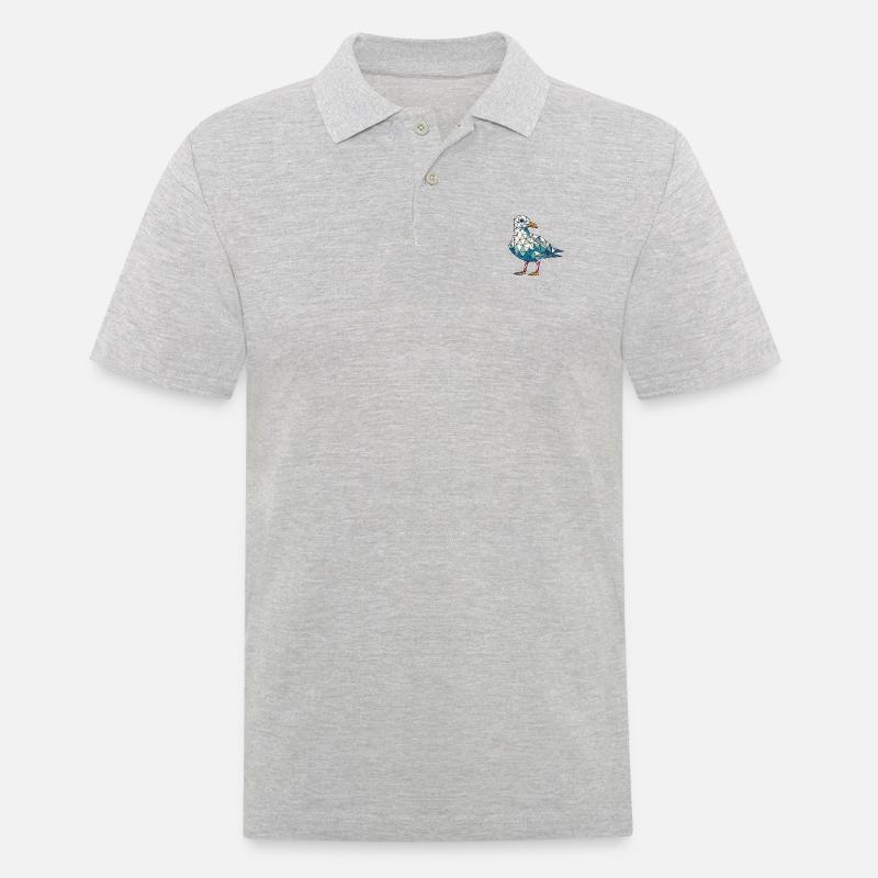 Comic Nordsee Hamburg Polygon Möwe Vogel Pier - Männer Poloshirt - Grau meliert