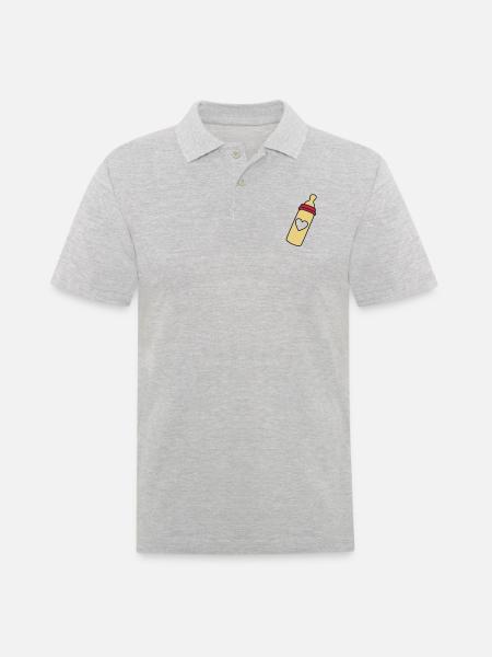 biberon coeur - Polo Homme - gris chiné