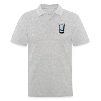 Schnapsglas / shot glass (2c) - Männer Poloshirt - Grau meliert - Vorne - Kai (181cm)