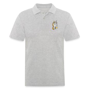 Bier trinkendes sitzendes Einhorn - Männer Poloshirt - Grau meliert - Vorne - Kai (181cm)