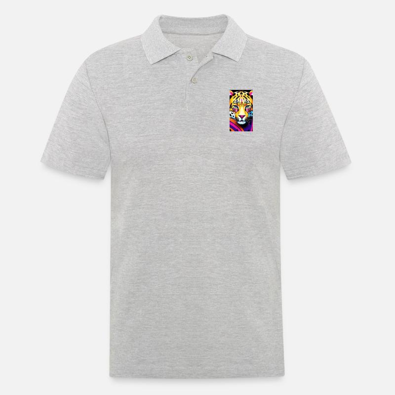 Leopard Front 1 - Männer Poloshirt - Grau meliert