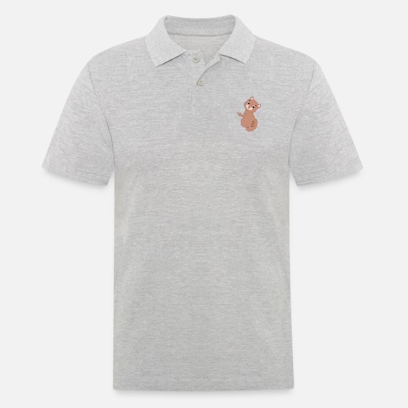Katze Mittelfinger - Männer Poloshirt - Grau meliert