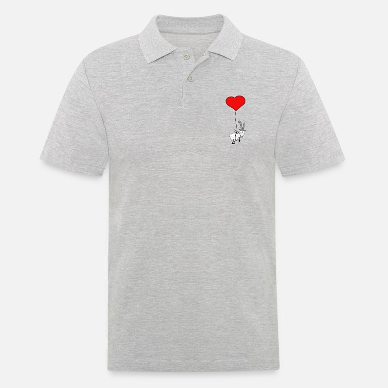 Steinbock mit Herz - Männer Poloshirt - Grau meliert