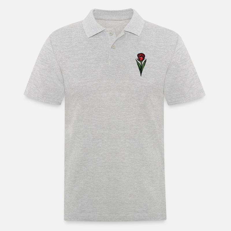 Rose - Männer Poloshirt - Grau meliert