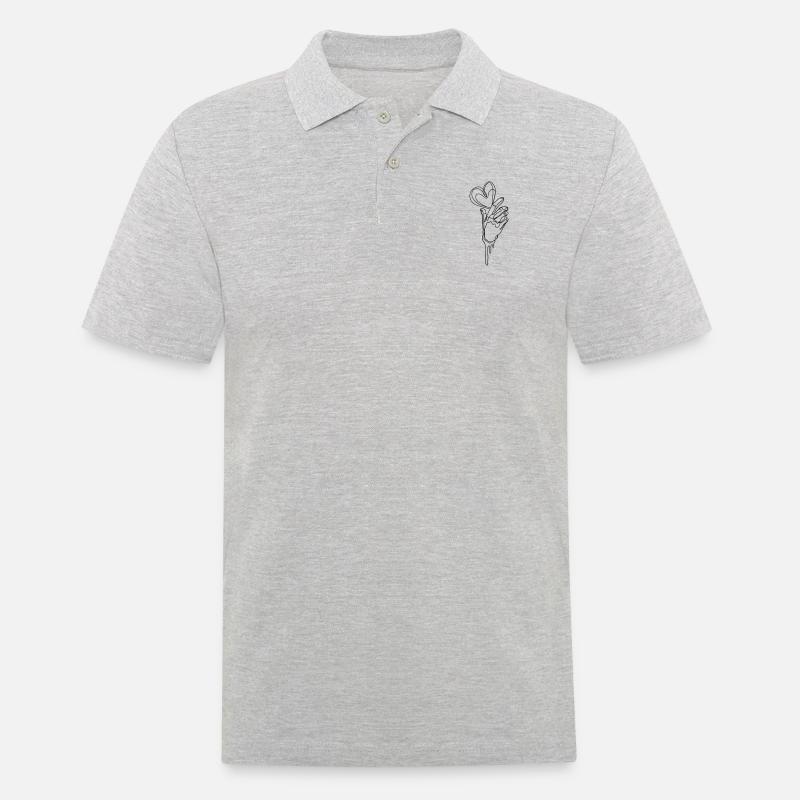 LOVE DRIP DRAWING - Männer Poloshirt - Grau meliert