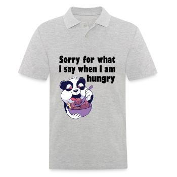Hungriger Pandabär mit Schüssel Eis - Männer Poloshirt - Grau meliert - Vorne - Kai (181cm)