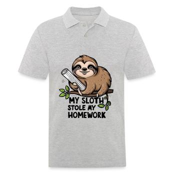 Mein Faultier hat meine Hausaufgaben gestohlen - Männer Poloshirt - Grau meliert - Vorne - Kai (181cm)