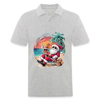Weihnachten im Juli - Männer Poloshirt - Grau meliert - Vorne - Kai (181cm)