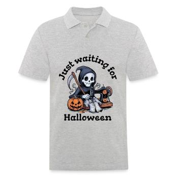 Sensenmann näht Halloween Kostüm - Männer Poloshirt - Grau meliert - Vorne - Kai (181cm)