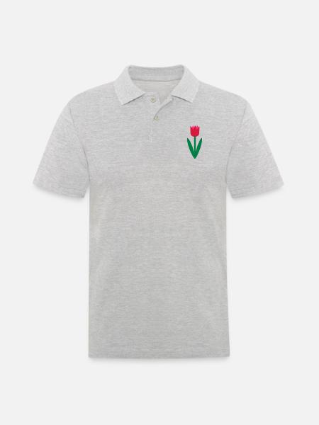 Tulpe Pflanze Zeichnung Blume Geschenkidee Blüten - Männer Poloshirt - Grau meliert