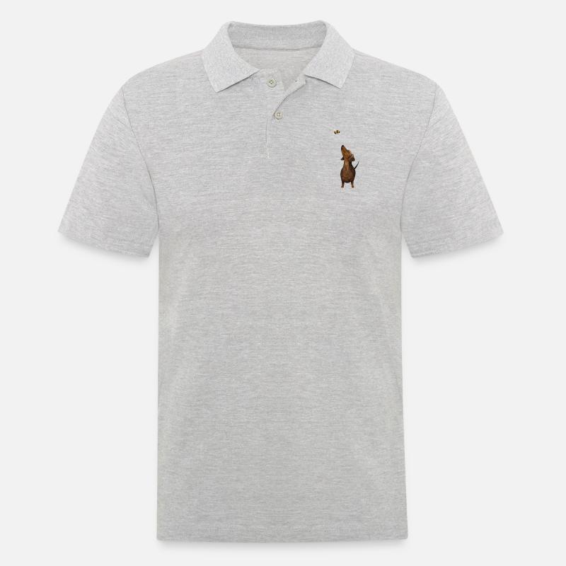 Teckel avec bourdon - le plus doux cadeau de teckel jamais ! - Polo Homme - gris chiné