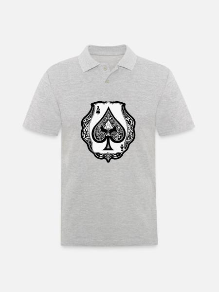 Pik / Spielkarte / Poker / Symbol / schwarz / Skat - Männer Poloshirt - Grau meliert
