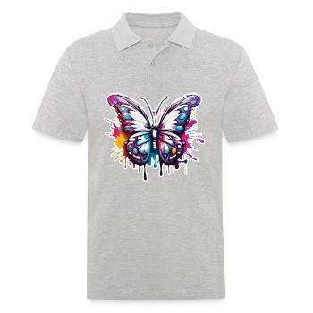 Schmetterling / Tier / Insekt / fliegen / Sommer - Männer Poloshirt - Grau meliert - Vorne - Kai (181cm)