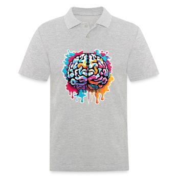 Gehirn / Wissen / Inteligenz / klug / Denken - Männer Poloshirt - Grau meliert - Vorne - Kai (181cm)