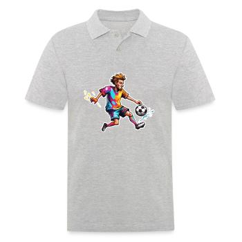 Fußballer / Fußball / Spielfeld / Mannschaft - Männer Poloshirt - Grau meliert - Vorne - Kai (181cm)