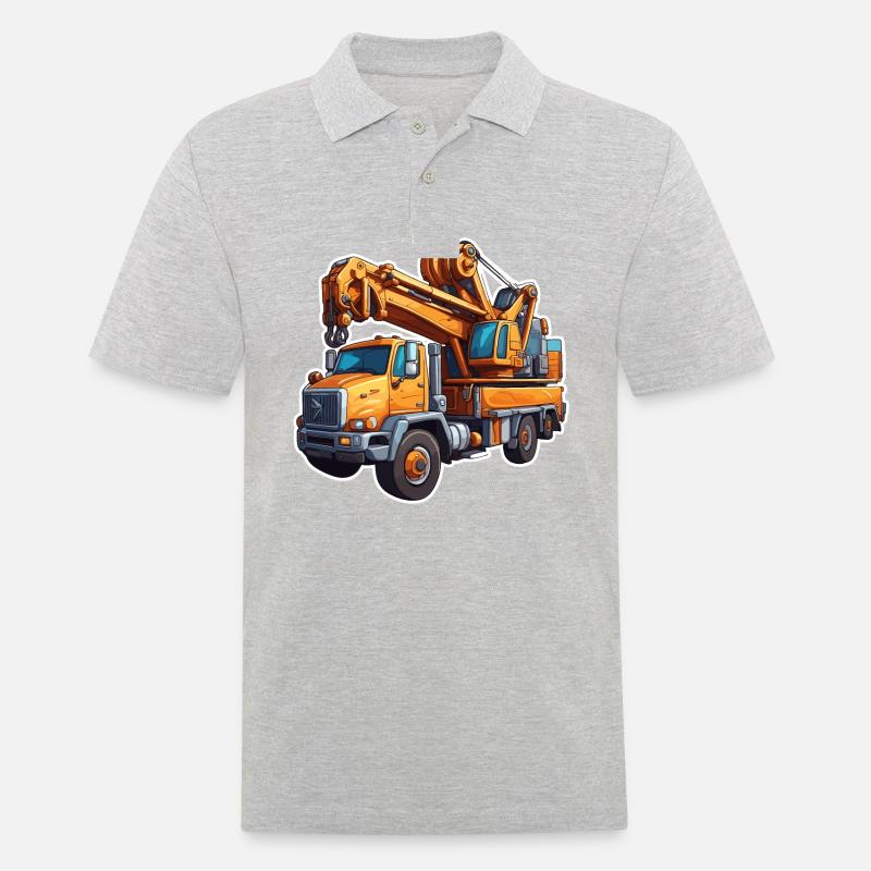 Kran / Baustelle / Seilwinde / Kransystem - Männer Poloshirt - Grau meliert