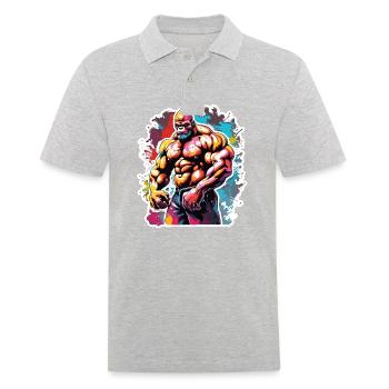 Bodybuilder / Sports / Fitness / Monkey / Muscles - Men's Polo Shirt - heather grey - Front - Kai (181cm)