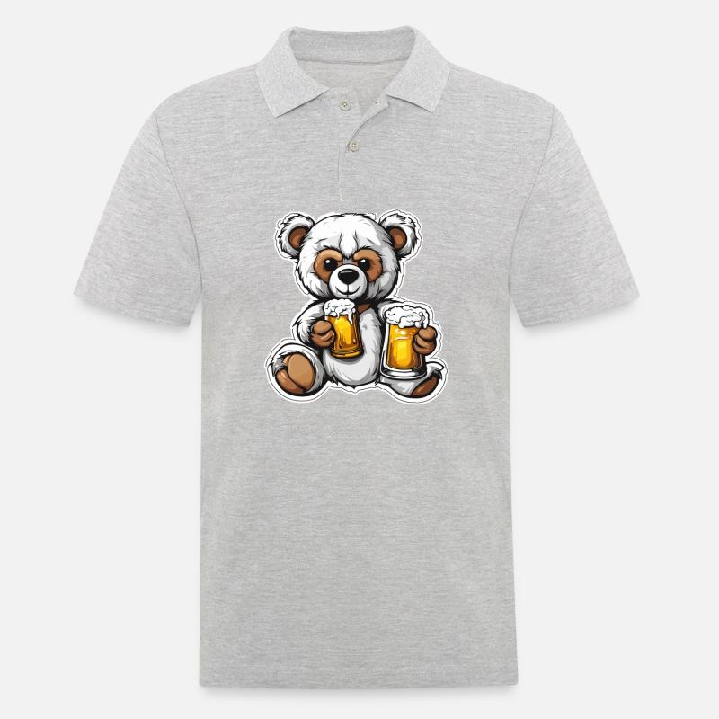Teddybär / Kuscheltier / Stofftier / Geschenkidee - Männer Poloshirt - Grau meliert