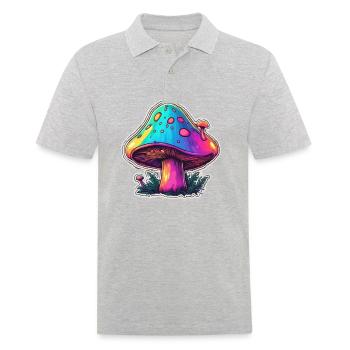 Pilz / Mushroom / Wiese / Wald / Goa / Psy - Männer Poloshirt - Grau meliert - Vorne - Kai (181cm)