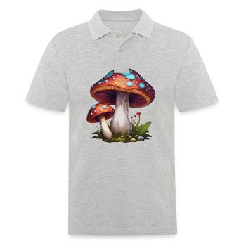 Mushroom / Mushroom / Meadow / Forest / Goa / Psy - Men's Polo Shirt - heather grey - Front - Kai (181cm)