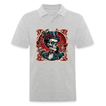 Crâne / Crâne / Squelette / Gothique / Tatouage - Polo Homme - gris chiné - Devant - Kai (181cm)