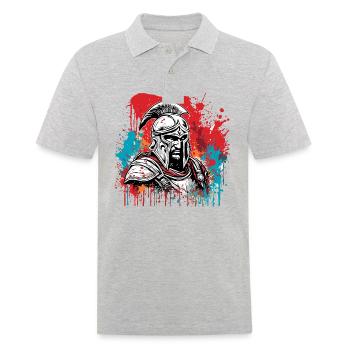 Spartan / Warrior / Fighter / Ancient / Sparta - Men's Polo Shirt - heather grey - Front - Kai (181cm)