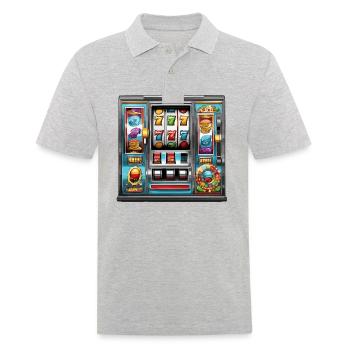 Spielautomat / Einarmiger Bandit / Casino / Gewinn - Männer Poloshirt - Grau meliert - Vorne - Kai (181cm)